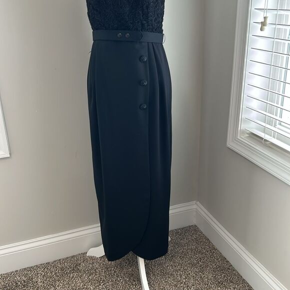 Vintage Kenar Dress Formal Sleeveless Black Maxi Crocheted Dress - Picture 5 of 15